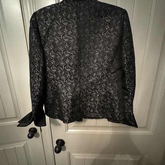 Le Suit Women’s Blazer Jacket silver floral print single breastedSize 10 petite - Picture 10 of 10